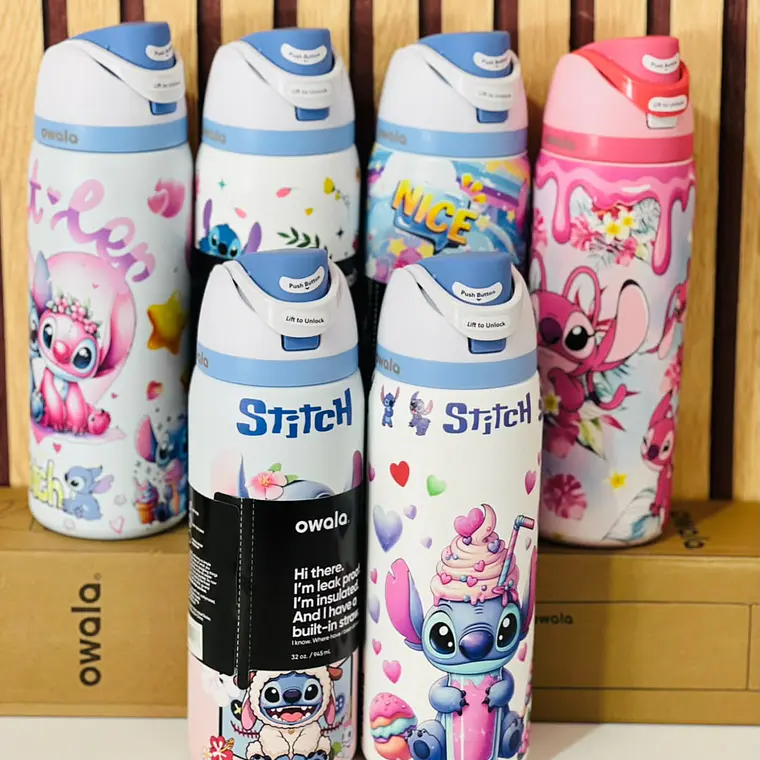 TERMO OWALA FREESIP DE 945ML DISEÑO STITCH MOD# ANCO-XF238 1