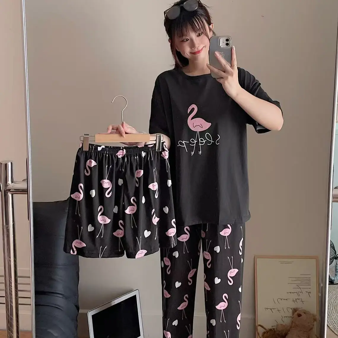 PIJAMA PARA DAMA (PANTALÓN, PLAYERA Y SHORT) MOD# 503 1