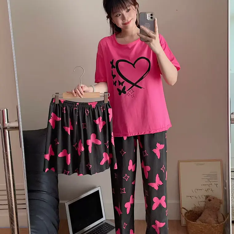 PIJAMA PARA DAMA (PANTALÓN, PLAYERA Y SHORT) MOD# 503 6