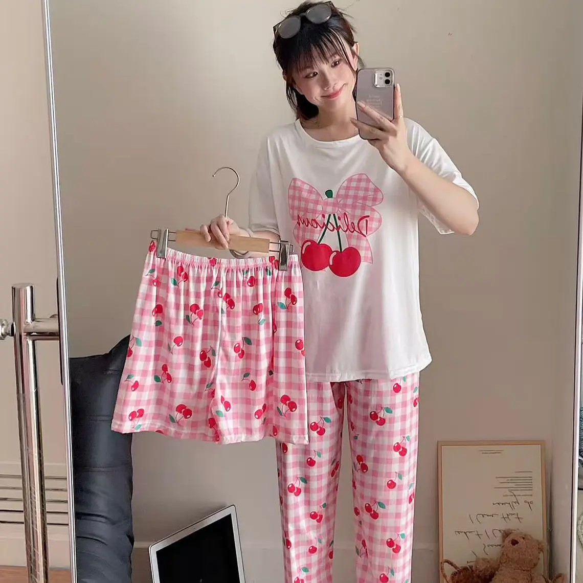 PIJAMA PARA DAMA (PANTALÓN, PLAYERA Y SHORT) MOD# 503 9