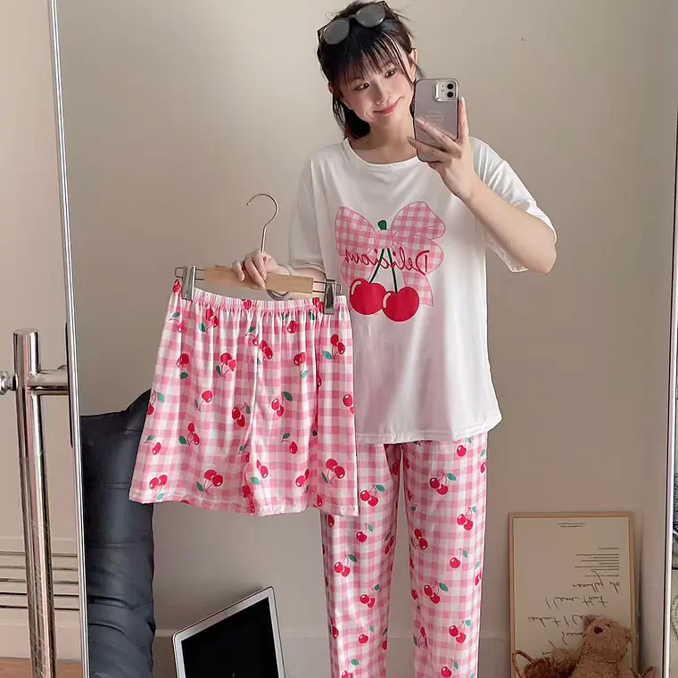 PIJAMA PARA DAMA (PANTALÓN, PLAYERA Y SHORT) MOD# 503 9