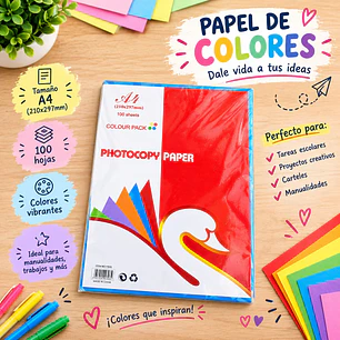 PAQ CON 100 HOJAS DE COLORES MOD# YS05
