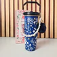 VASO TÉRMICO DE 887ML CON POMPÓN Y PERLAS MOD# VASOS C20 - Miniatura 2