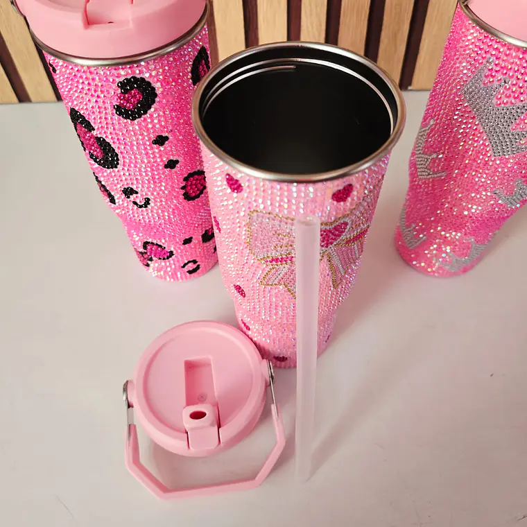 TERMO ROSA DE 887ML ACABADO DIAMANTE MOD# VASOS C4 5