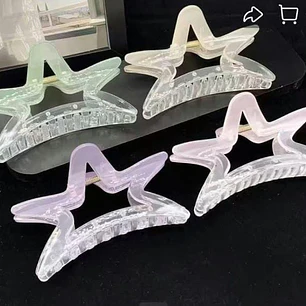 DOCENA DE PINZAS TRANSPARENTE EN FORMA DE ESTRELLA MOD# W-JH-11172 ⭐