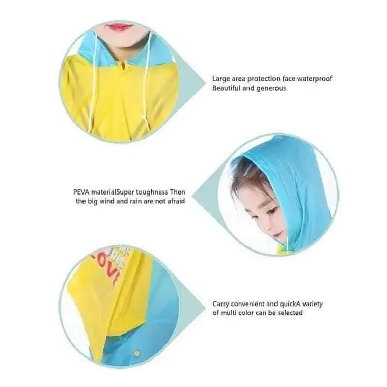 IMPERMEABLE PARA NIÑOS CON CAPUCHA Y AMPLIACIÓN PARA MOCHILA MOD# TH-168 ☔🌧️ 8