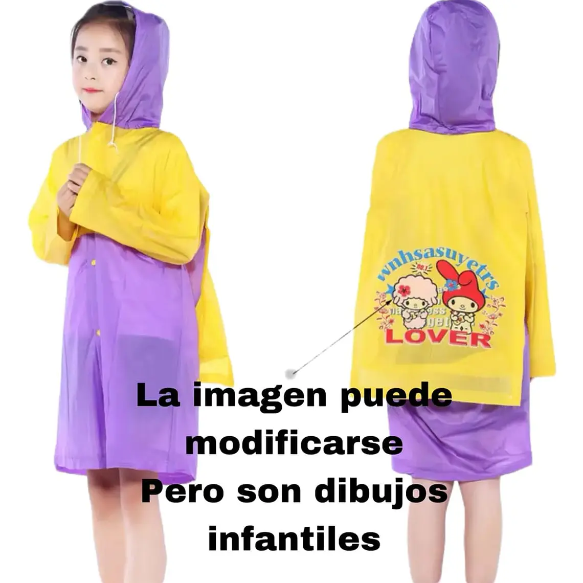 IMPERMEABLE PARA NIÑOS CON CAPUCHA Y AMPLIACIÓN PARA MOCHILA MOD# TH-168 ☔🌧️ 3