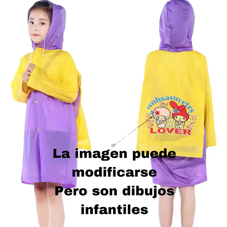 IMPERMEABLE PARA NIÑOS CON CAPUCHA Y AMPLIACIÓN PARA MOCHILA MOD# TH-168 ☔🌧️ 3