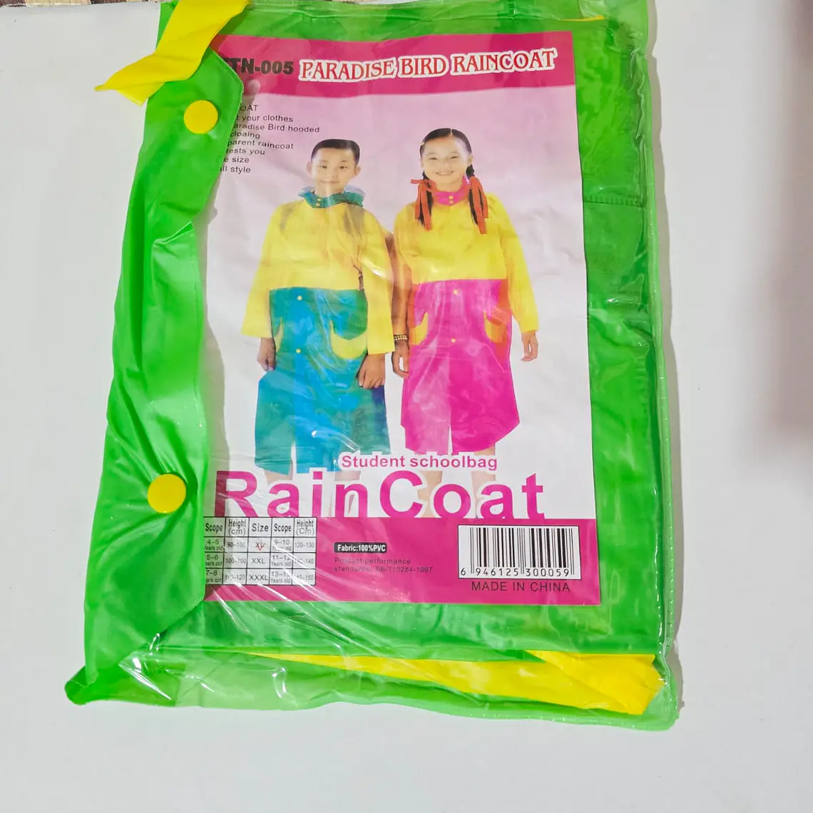 IMPERMEABLE PARA NIÑOS CON CAPUCHA Y AMPLIACIÓN PARA MOCHILA MOD# TH-168 ☔🌧️ 5