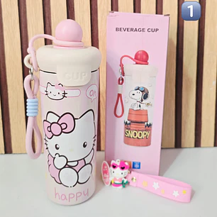 TERMO HELLO KITTY DE 600ML CON LLAVERO MOD# 26-TERMO-074