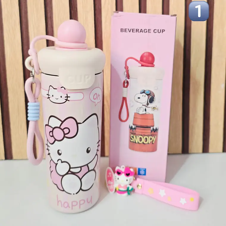 TERMO HELLO KITTY DE 600ML CON LLAVERO MOD# 26-TERMO-074 2