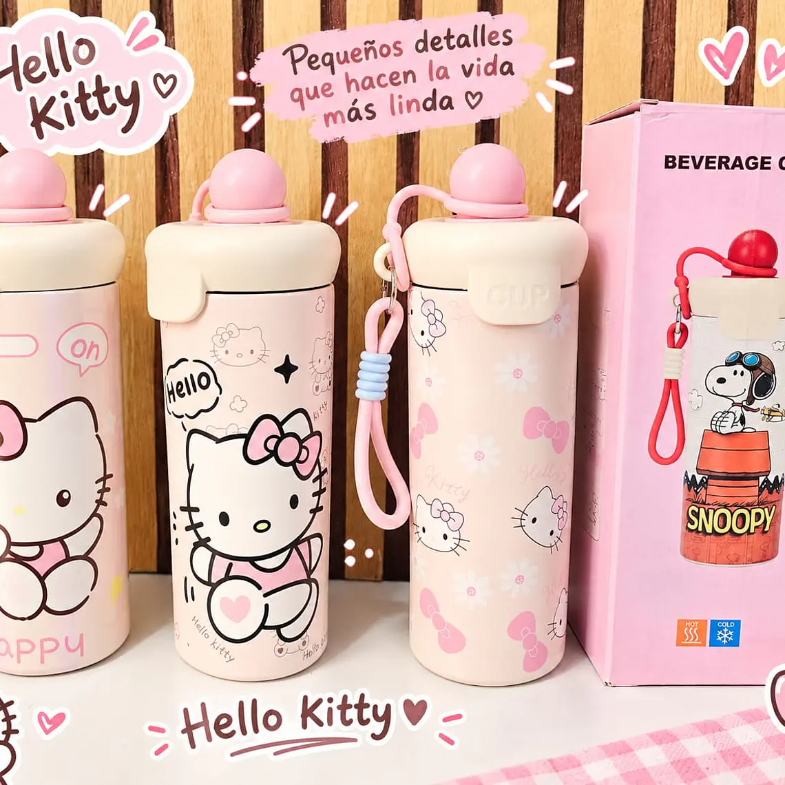 TERMO HELLO KITTY DE 600ML CON LLAVERO MOD# 26-TERMO-074 1