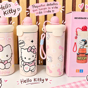 TERMO HELLO KITTY DE 600ML CON LLAVERO MOD# 26-TERMO-074
