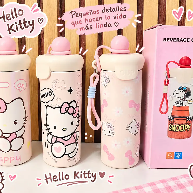 TERMO HELLO KITTY DE 600ML CON LLAVERO MOD# 26-TERMO-074 1