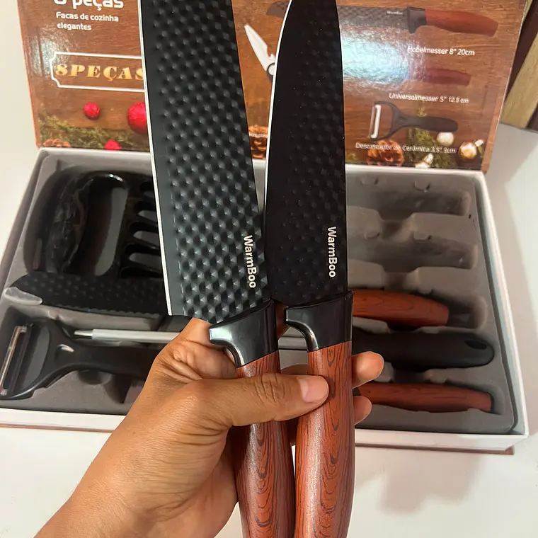 JUEGO DE CUCHILLOS  NEGROS MOD# WB-08DR 5
