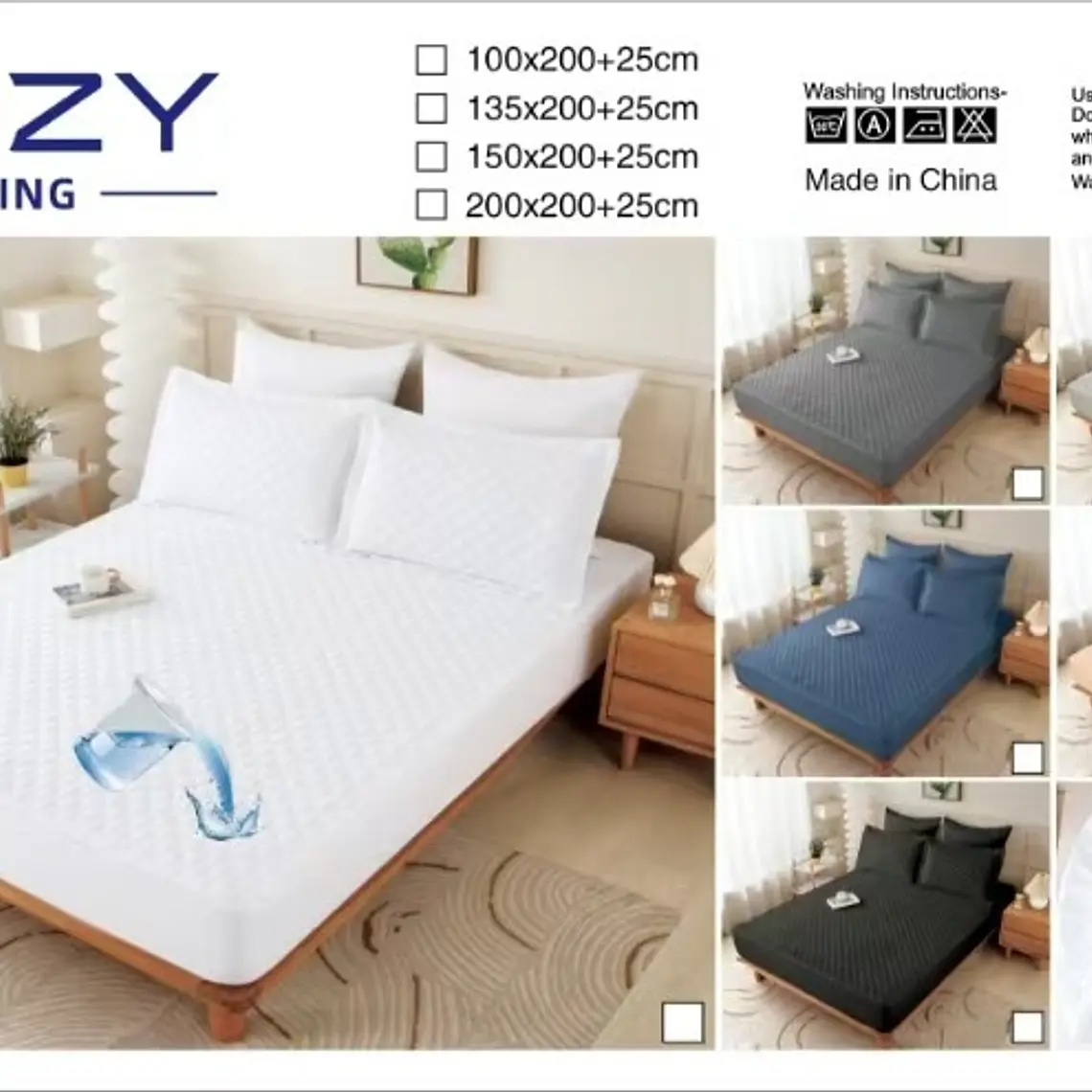CUBRE COLCHÓN IMPERMEABLE MATRIMONIAL + 2 FUNDAS PARA ALMOHADA MODELO #T-30088 1