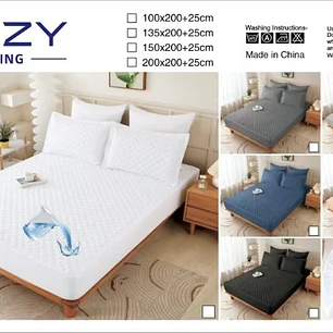 CUBRE COLCHÓN IMPERMEABLE MATRIMONIAL + 2 FUNDAS PARA ALMOHADA MODELO #T-30088