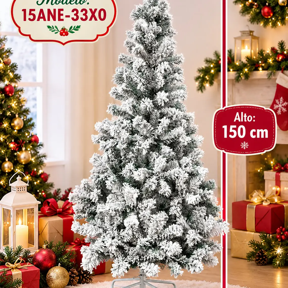 PINO DE NAVIDAD VERDE NEVADO  (1.5MTS)MOD# 15ANE-33X0🎄 1