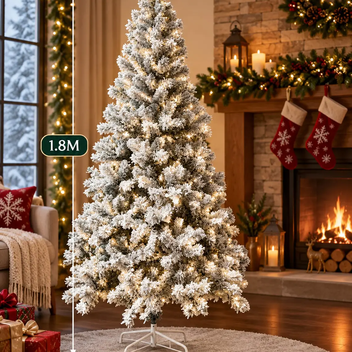 PINO DE NAVIDAD VERDE NEVADO (1.8MTS) MOD# 18ANE-66X67🎄 1