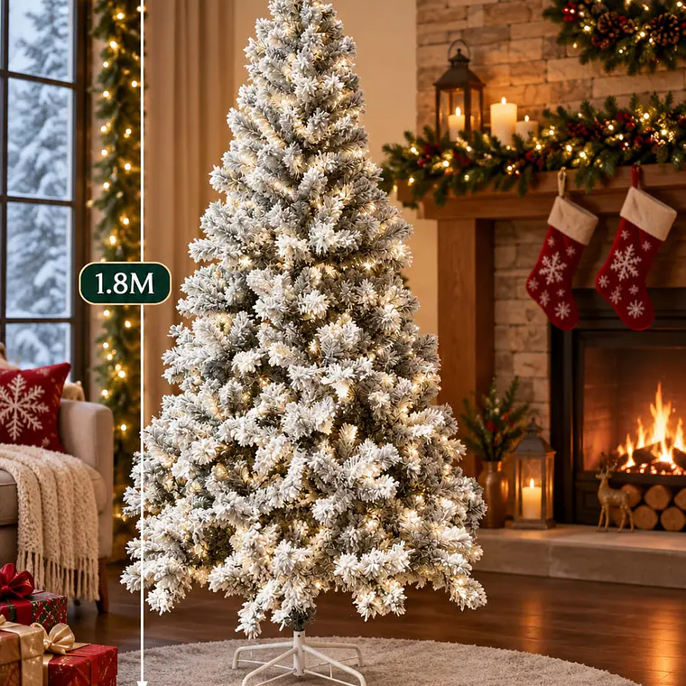 PINO DE NAVIDAD VERDE NEVADO (1.8MTS) MOD# 18ANE-66X67🎄 1