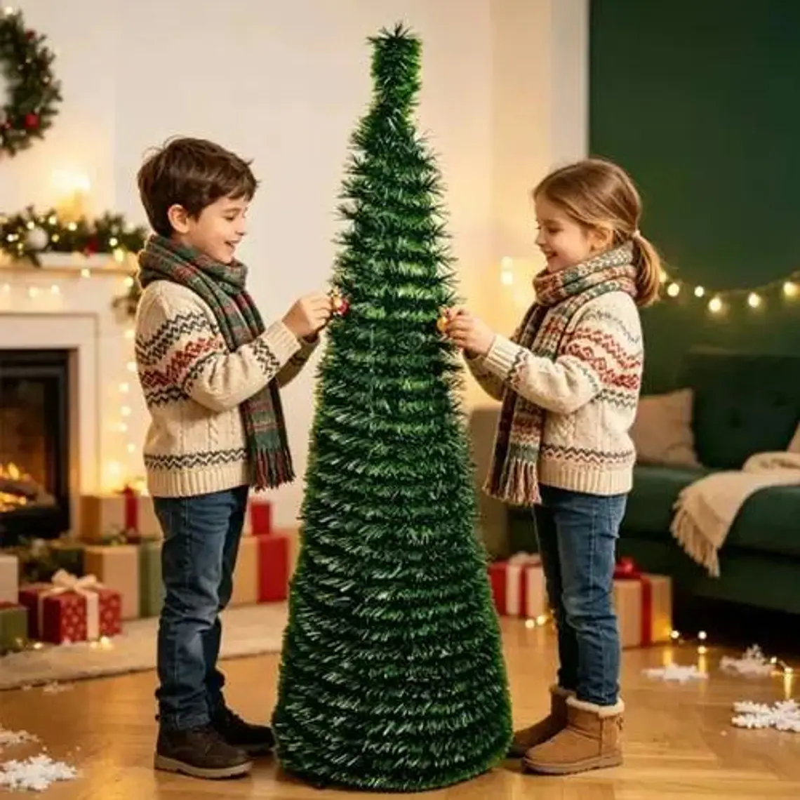PINO VERDE Y CON PUNTAS BLANCAS PLEGABLE CON LUZ LED(1.5MTS) MOD# 15LY1-22X5,1 1
