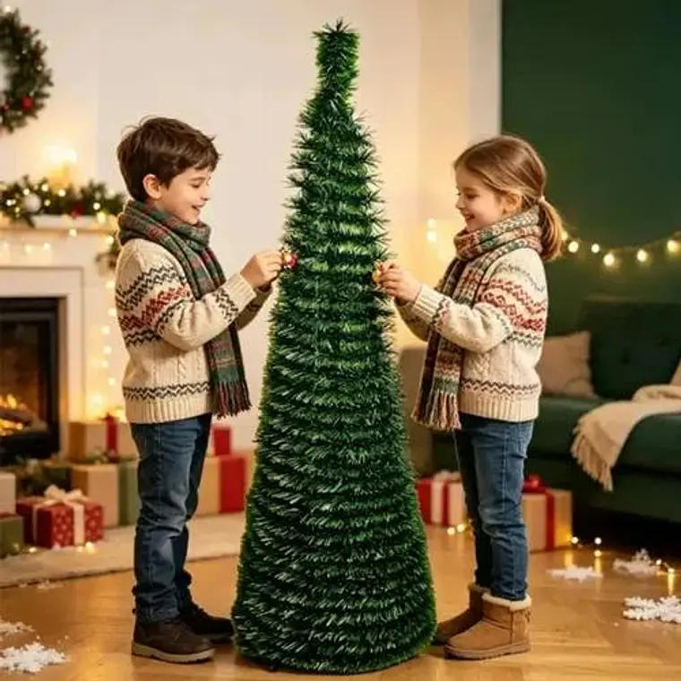 PINO VERDE Y CON PUNTAS BLANCAS PLEGABLE CON LUZ LED(1.5MTS) MOD# 15LY1-22X5,1 1