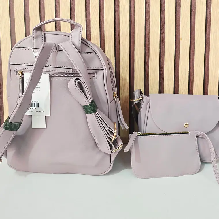 COMBO JUVENIL (3PZ) MOCHILA+MARICONERA+MONEDERO GRENOBIL PARA DAMA MOD# AJN334 11
