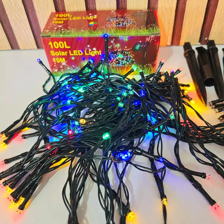 10MTS SERIE SOLAR LUZ BLANCA Y COLORES MOD# TS-8509🎄🎅🏻 4
