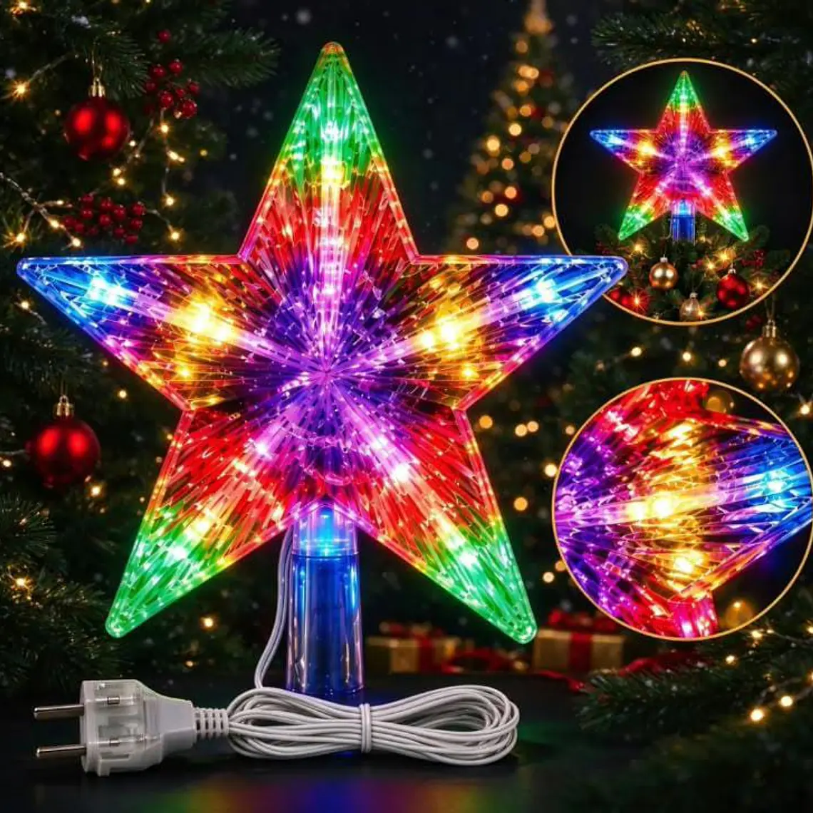 ESTRELLA PARA DECORACIÓN LUZ CÁLIDA Y DE COLORES MOD# 2648  ⭐ 4
