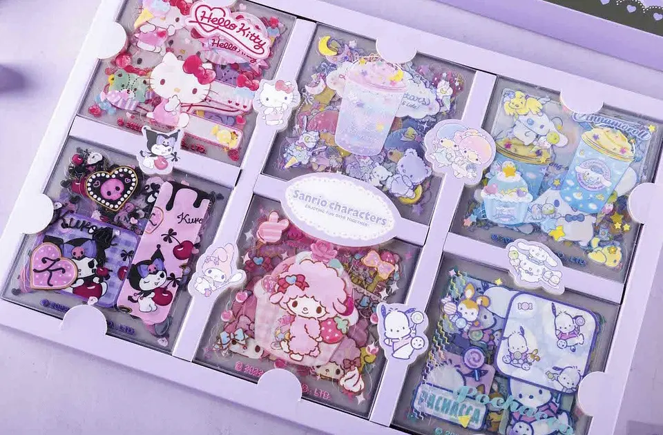 Preventa Set Kuromi En Caja De 60 Sticker Sanrio Pegatinas Decorativas 3