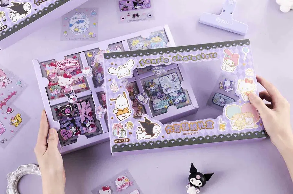 Preventa Set Kuromi En Caja De 60 Sticker Sanrio Pegatinas Decorativas 4