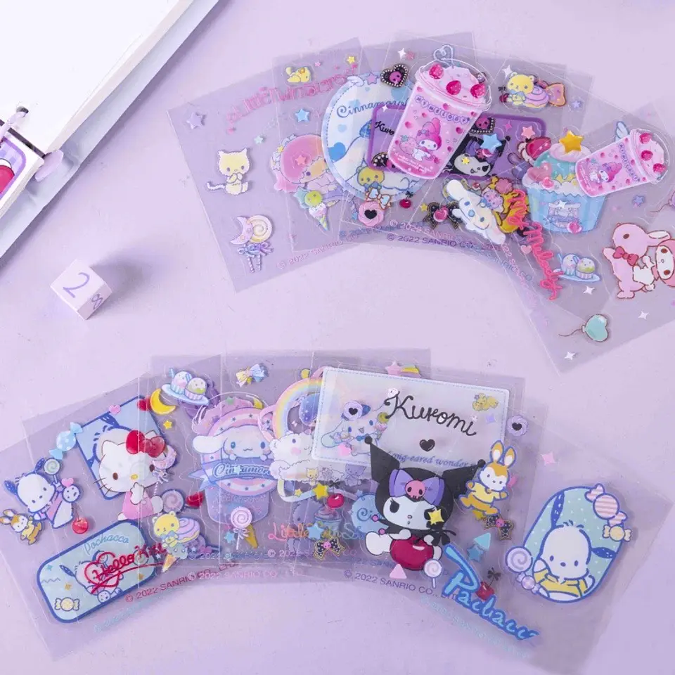 Preventa Set Kuromi En Caja De 60 Sticker Sanrio Pegatinas Decorativas 5