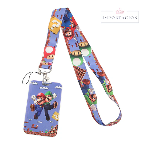Preventa Portacredencial Vertical + Lanyard Mario Y Luigui