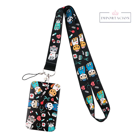 Preventa Portacredencial Vertical + Lanyard Gatitos Enfermeros