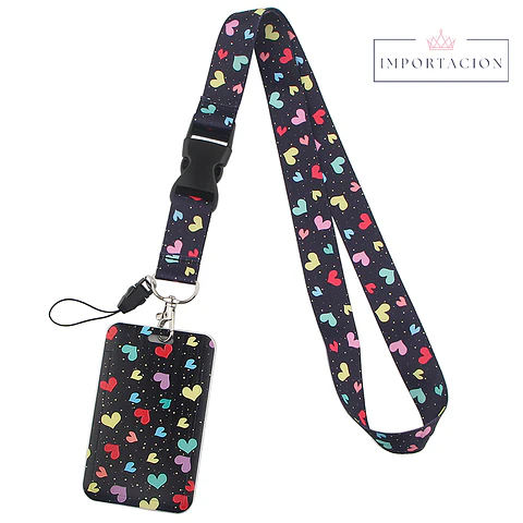 Preventa Portacredencial Vertical + Lanyard Corazones