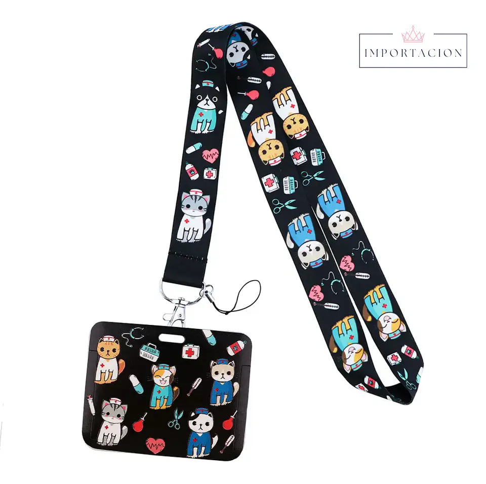 Preventa Portacredencial Horizontal + Lanyard Gatitos Enfermeros 3