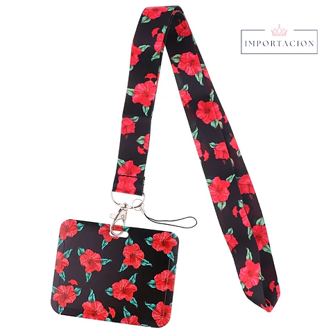 Preventa Portacredencial Horizontal + Lanyard Rosas