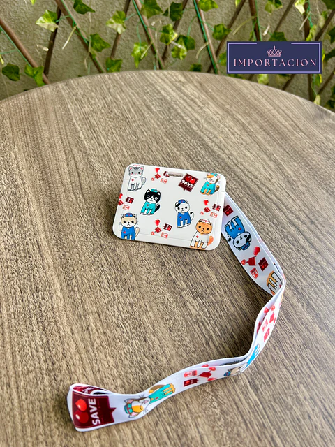 Preventa Portacredencial Horizontal + Lanyard Gatitos Enfermeros