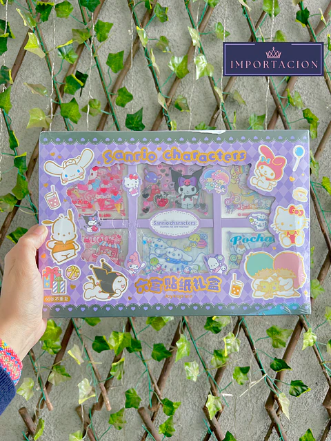 Preventa Set Kuromi En Caja De 60 Sticker Sanrio Pegatinas Decorativas