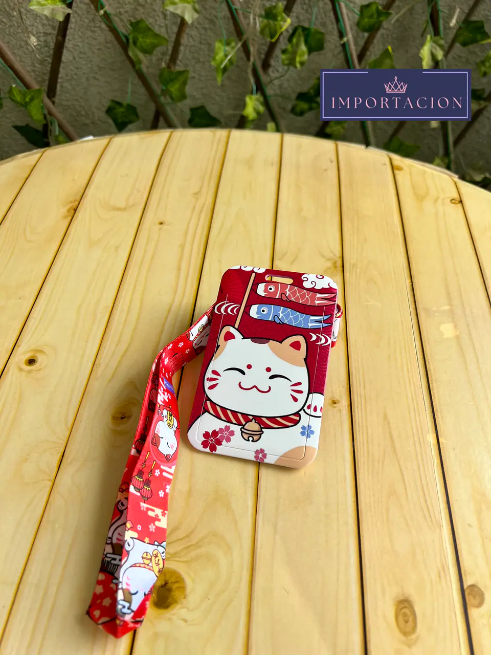 Preventa Portacredencial Vertical + Lanyard Gatito De La Suerte 1