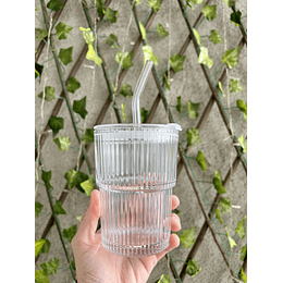 Set 2 vasos de Vidrio + bombillas de vidrio 400-500ml