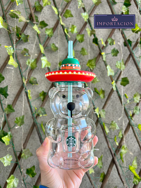 Preventa Vaso Osito Viral Starbucks de Vidrio 500ml 