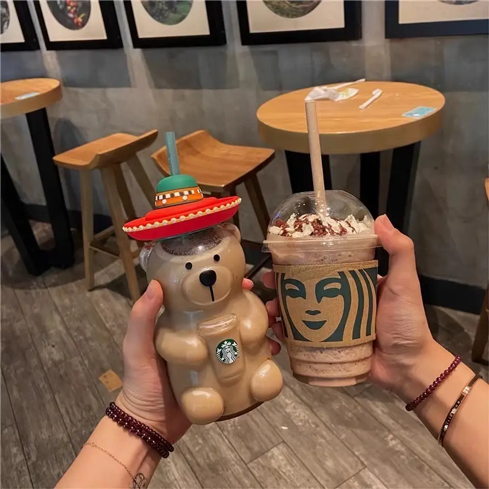 Preventa Vaso Osito Viral Starbucks de Vidrio 500ml  7
