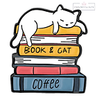 Preventa Pin Libros, gatos y cafe 1