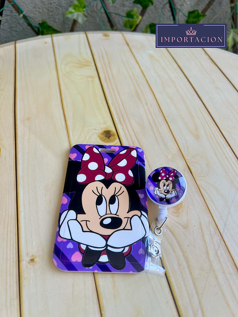 Preventa Portacredencial Vertical + Hebilla Retractil Minnie 
