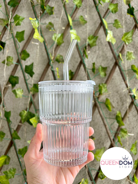 Set 2 vasos de Vidrio + bombillas de vidrio 400-500ml