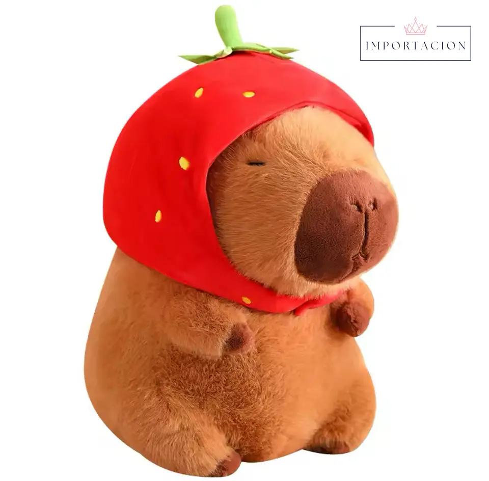 Preventa Peluche Capibara Con gorrito fresa 23cm 1