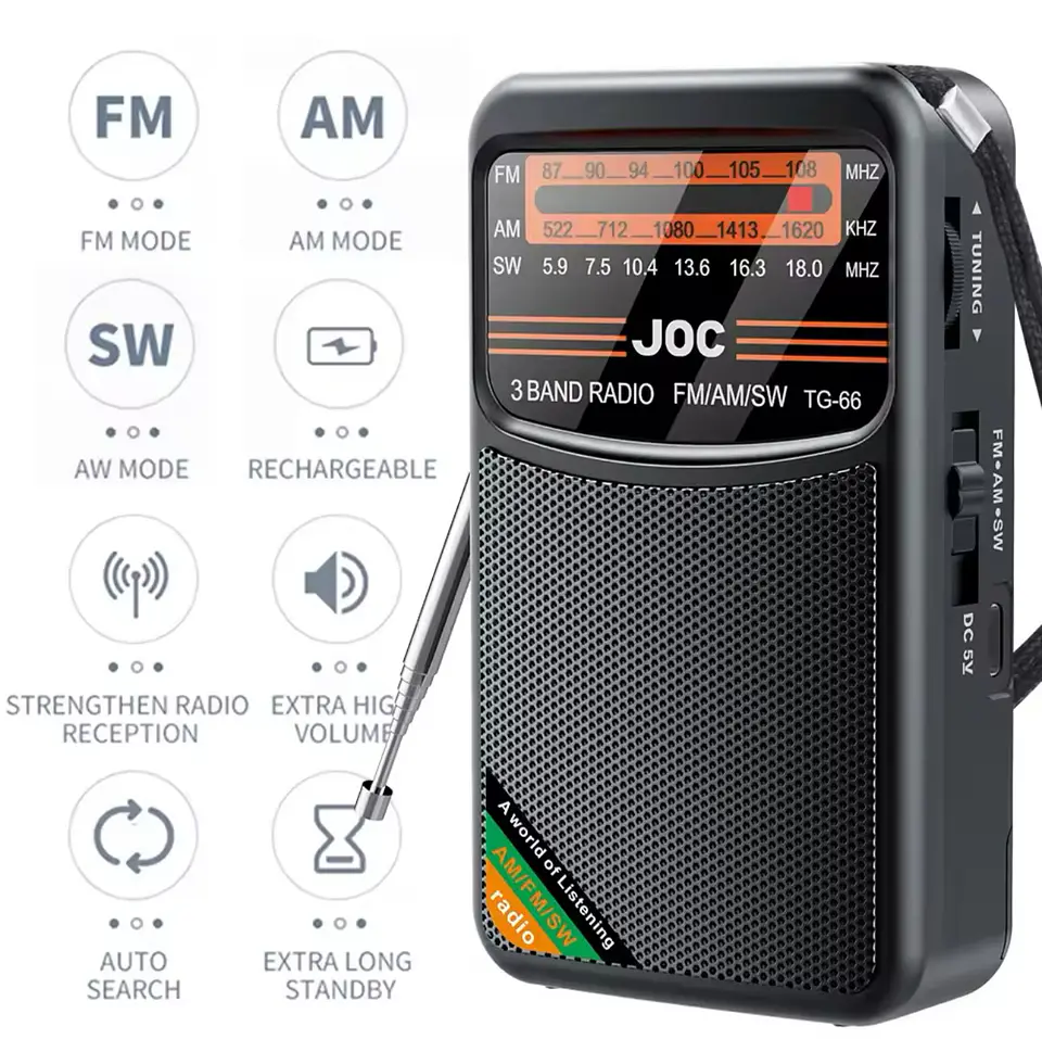 Preventa Radio de bolsillo Recargable FM/AM/SW con altavoz incorporada. 10