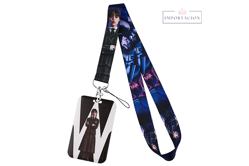 Preventa Portacredencial Vertical + Lanyard Wednesday Merlina