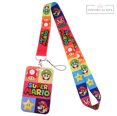 Preventa Portacredencial Vertical + Lanyard Mario Y Luigui